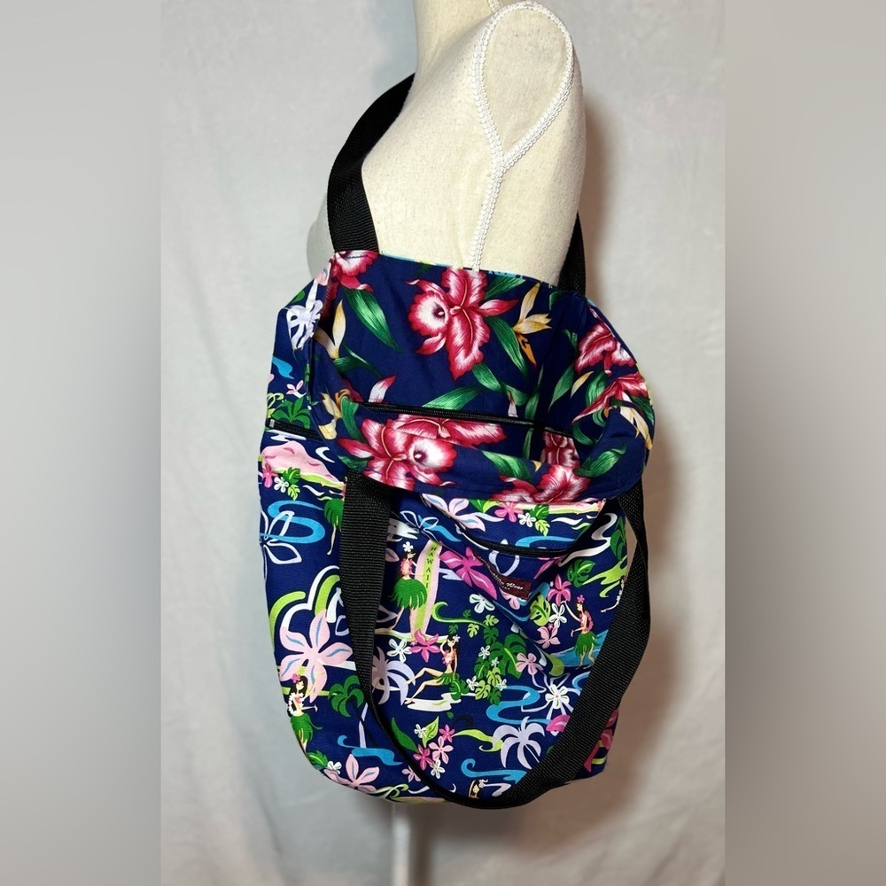 Island Aloha Wear Reversible Hula Girl Tote Bag 12” x 14” x 6” - Picture 2 of 9
